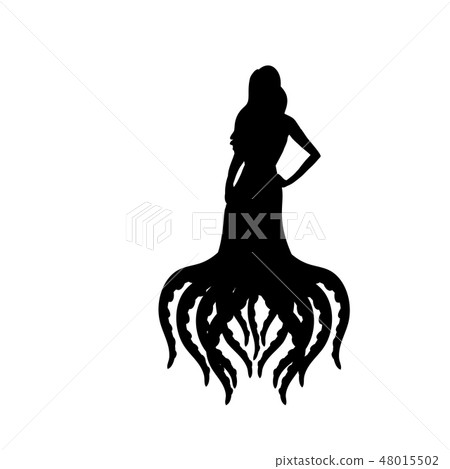 Octopus woman silhouette ancient mythology fantasy Octopus woman silhouette ancient mythology fantasy 48015502