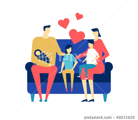 Happy family - flat design style colorful illustration Happy family - flat design style colorful illustration 48015820