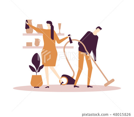 Household chores - flat design style colorful illustration 48015826