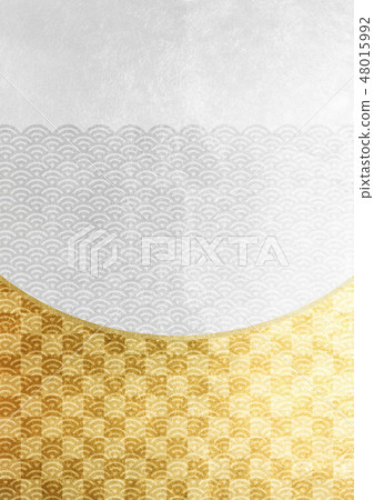 Watamatsu AOKI Wave foil Gold and silver white image (background material) 48015992