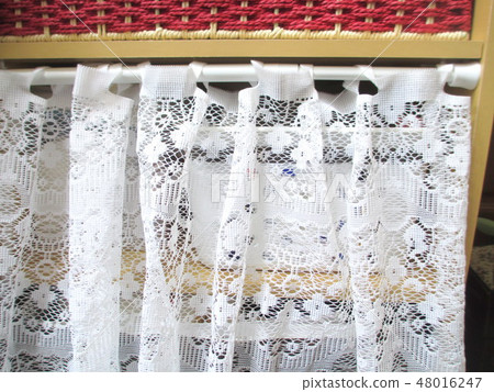 Color box storage Blindfold with stiff rod and cafe curtain 48016247