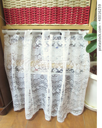 Color box storage Blindfold with stiff rod and cafe curtain 48016259