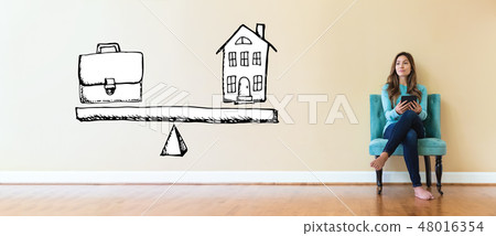 Work and life balance with young woman Work and life balance with young woman 48016354