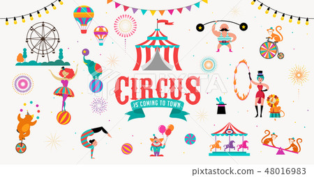 Circus Banner And Background With Tent Monkey Stock