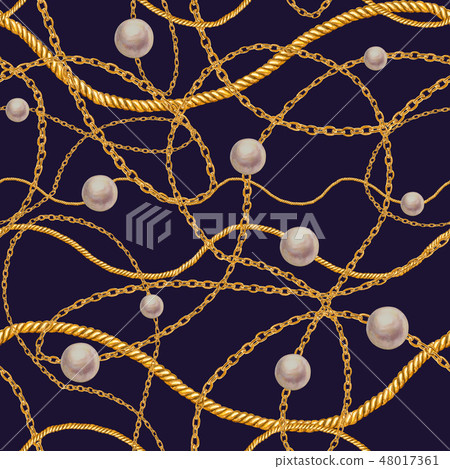 Golden chain glamour seamless pattern illustration 48017361