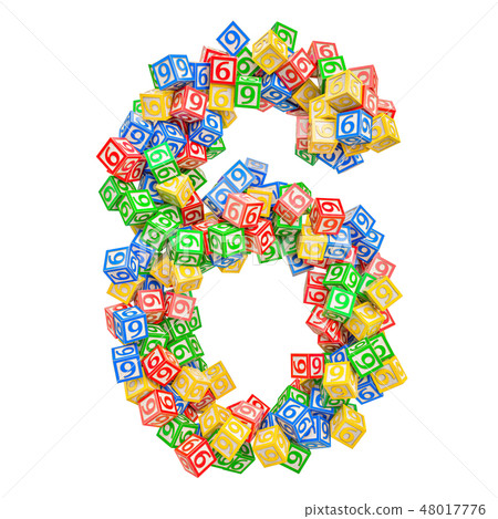 Number 6, from ABC Alphabet Wooden Blocks 48017776