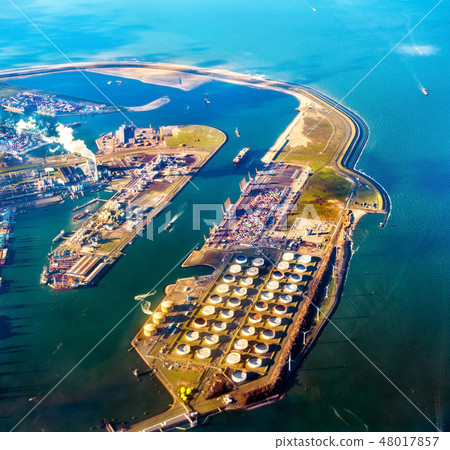 Aerial view of the Port of Rotterdam and the Maasvlakte, its extension. The Netherlands 48017857