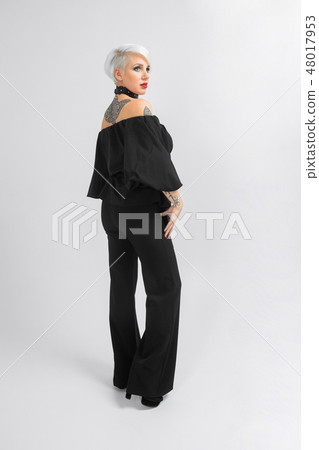 Portrait of a full-length young girl isolated on white background Portrait of a full-length young girl isolated on white background 48017953