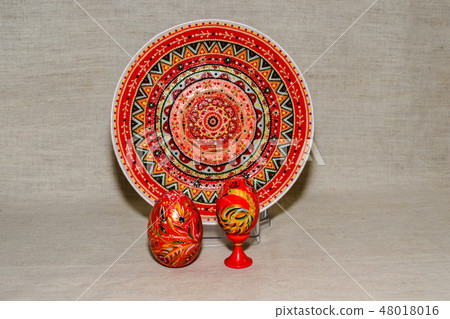 Easter eggs, the hand-painted with acrylic paints Easter eggs, the hand-painted with acrylic paints 48018016