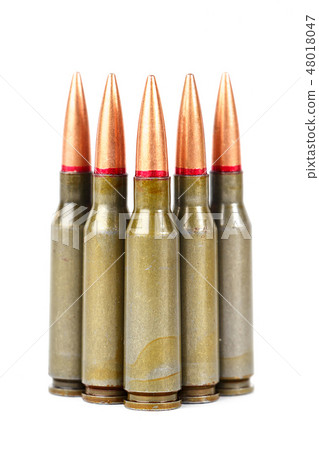 Armory ammunition close-up isolated on white background Armory ammunition close-up isolated on white background 48018047