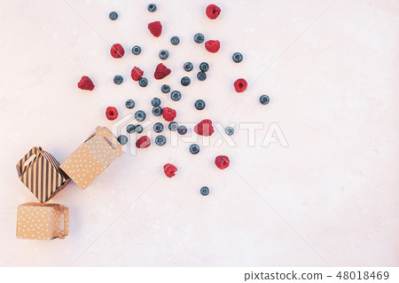 Shopping composition berries and boxes Shopping composition berries and boxes 48018469