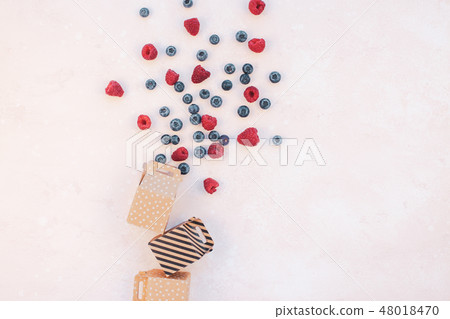Shopping composition berries and boxes Shopping composition berries and boxes 48018470