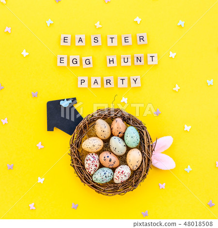 Creative Top view holiday Easter Concept 48018508