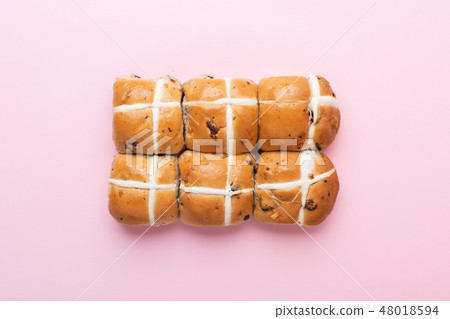 Hot cross buns on pink Hot cross buns on pink 48018594