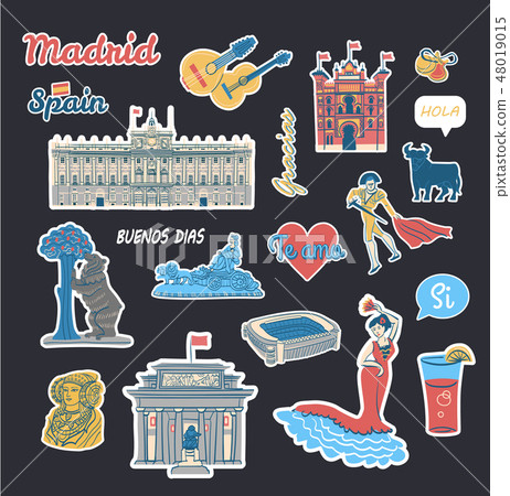 Stickers collection with Spain symbols 48019015
