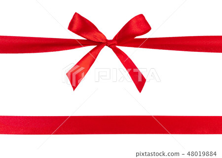 Red ribbon with bow isolated on white background. Red ribbon with bow isolated on white background. 48019884