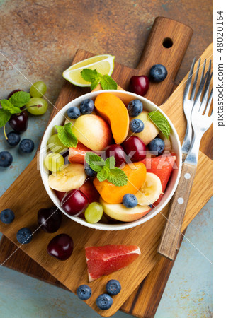 Bowl of healthy fresh fruit salad. Bowl of healthy fresh fruit salad. 48020164