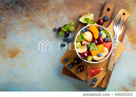 Bowl of healthy fresh fruit salad. 48020165