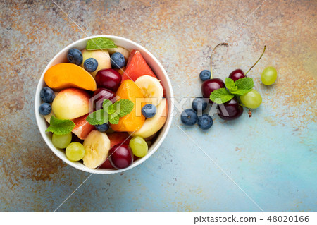 Bowl of healthy fresh fruit salad. 48020166