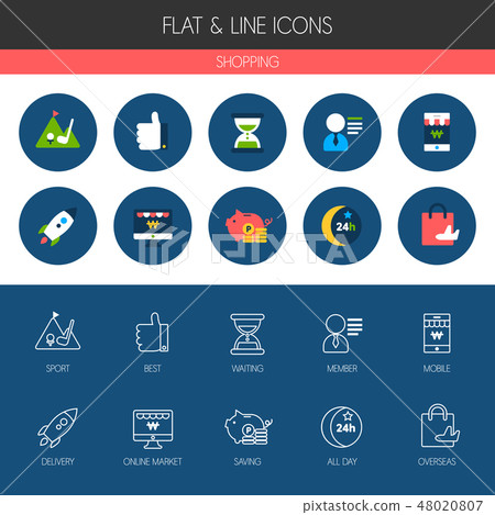 Simple flat, line icon set Simple flat, line icon set 48020807
