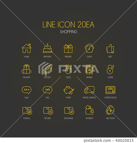 Simple line icon set 48020815
