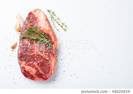 Fresh raw Prime Black Angus beef steaks. 48020839