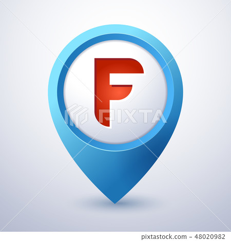 F letter map pin pointer mobile logo template 48020982