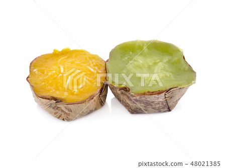 Chinese New Year sticky rice cakes on white 48021385