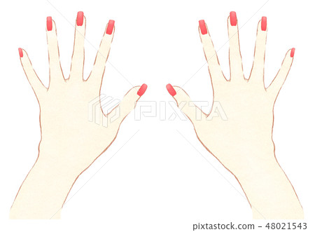 White fingers of a woman with red nails White fingers of a woman with red nails 48021543