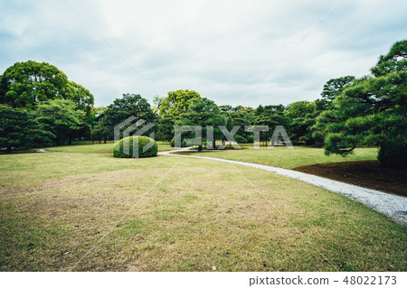 Meadow scenery landscape with blue sky 48022173