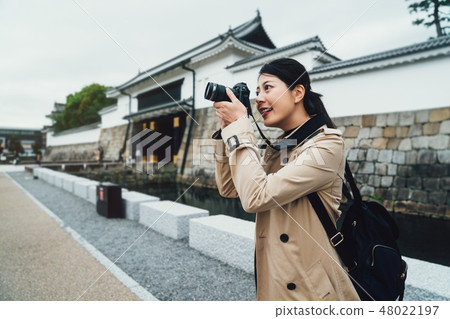photographer stand outside japanese nijo castle photographer stand outside japanese nijo castle 48022197