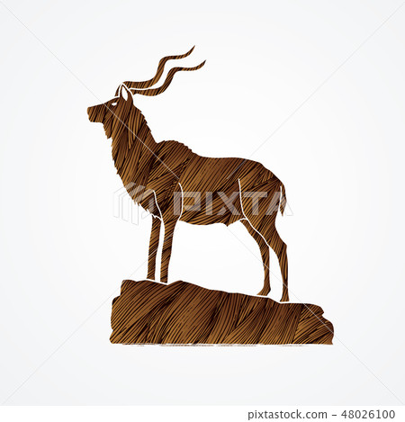 Kudu standing on the cliff graphic vector. 48026100