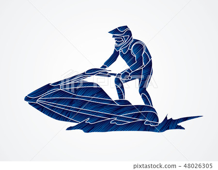 Jet ski action graphic vector. Jet ski action graphic vector. 48026305