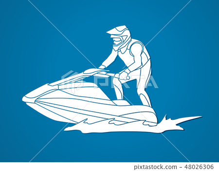 Jet ski action graphic vector. Jet ski action graphic vector. 48026306