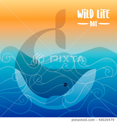 Wildlife Day card of whale swimming underwater Wildlife Day card of whale swimming underwater 48026479