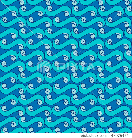 Blue sea water wave seamless pattern 48026485
