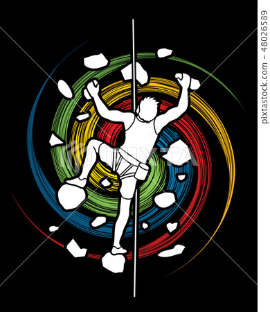 Man climbing on the wall graphic vector. 48026589