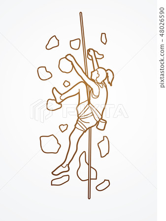 Woman climbing on the wall graphic vector. Woman climbing on the wall graphic vector. 48026590