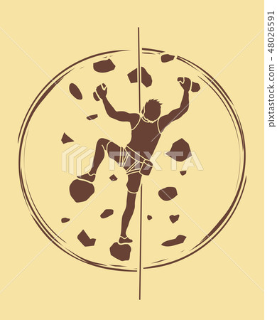 Man climbing on the wall graphic vector. Man climbing on the wall graphic vector. 48026591
