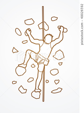 Man climbing on the wall graphic vector. 48026592