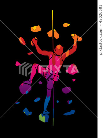 Man climbing on the wall graphic vector. Man climbing on the wall graphic vector. 48026593