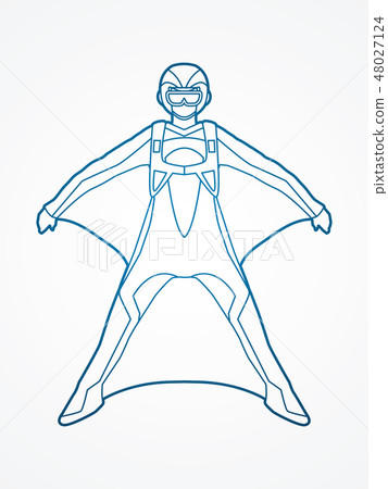 Wing suit extreme sports graphic vector Wing suit extreme sports graphic vector 48027124