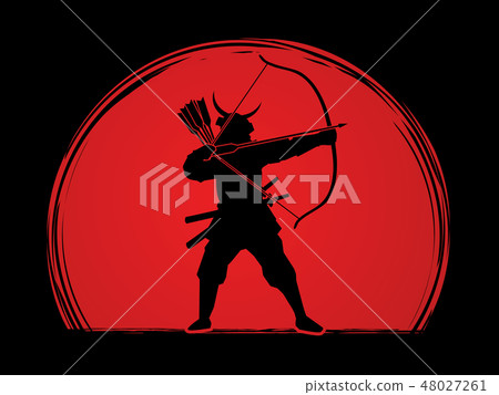 Samurai Warrior with bow graphic vector Samurai Warrior with bow graphic vector 48027261