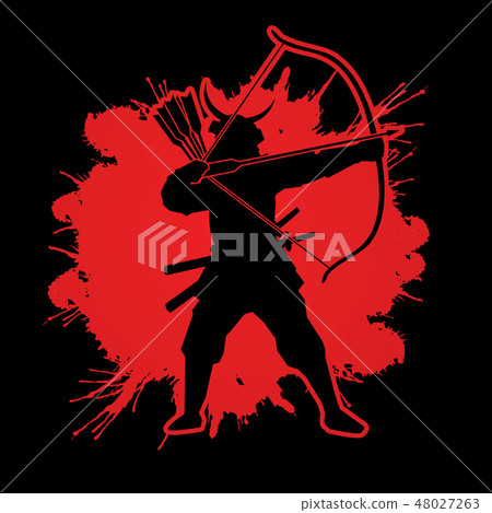 Samurai Warrior with bow graphic vector Samurai Warrior with bow graphic vector 48027263