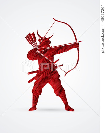 Samurai Warrior with bow graphic vector Samurai Warrior with bow graphic vector 48027264