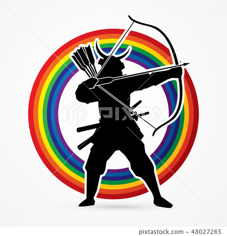 Samurai Warrior with bow graphic vector Samurai Warrior with bow graphic vector 48027265