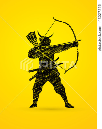 Samurai Warrior with bow graphic vector Samurai Warrior with bow graphic vector 48027266