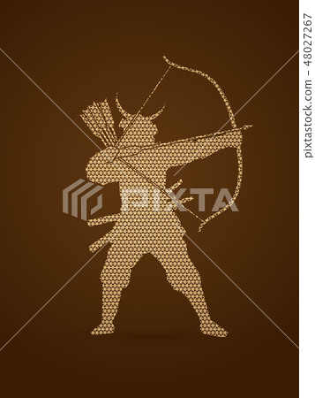 Samurai Warrior with bow graphic vector Samurai Warrior with bow graphic vector 48027267