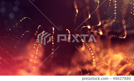 Abstract glow particles in air as science fiction microcosm or macro world or sci-fi. 3d render of Abstract glow particles in air as science fiction microcosm or macro world or sci-fi. 3d render of 48027880