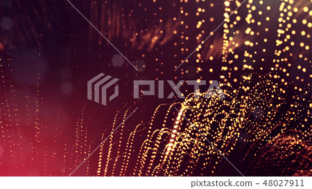 Abstract glow particles in air as science fiction microcosm or macro world or sci-fi. 3d render of 48027911